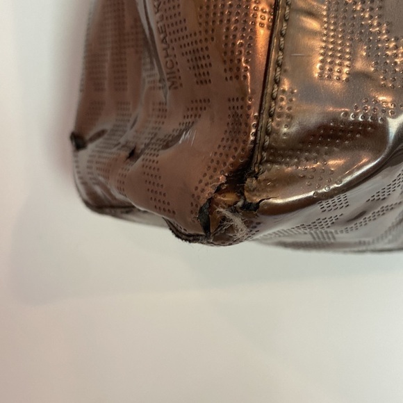 Michael Kors Metallic Patent logo tote bag purse two tone - Picture 7 of 11